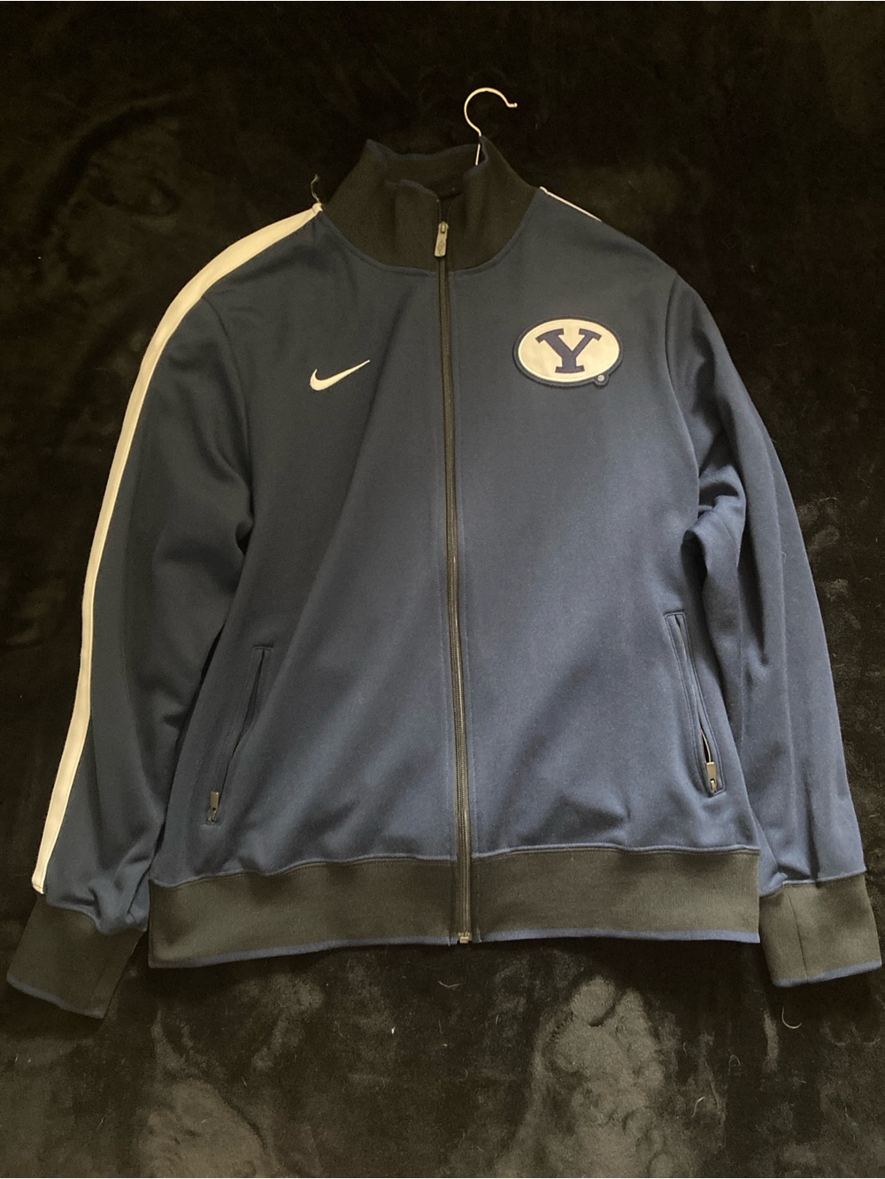 Nike Navy and White BYU Athletic Track Jacket men’s XL